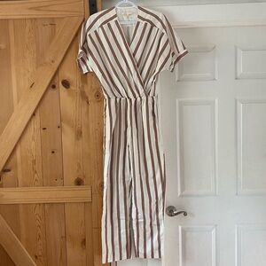 Maje Pieni Striped V-neck Twill Jumpsuit